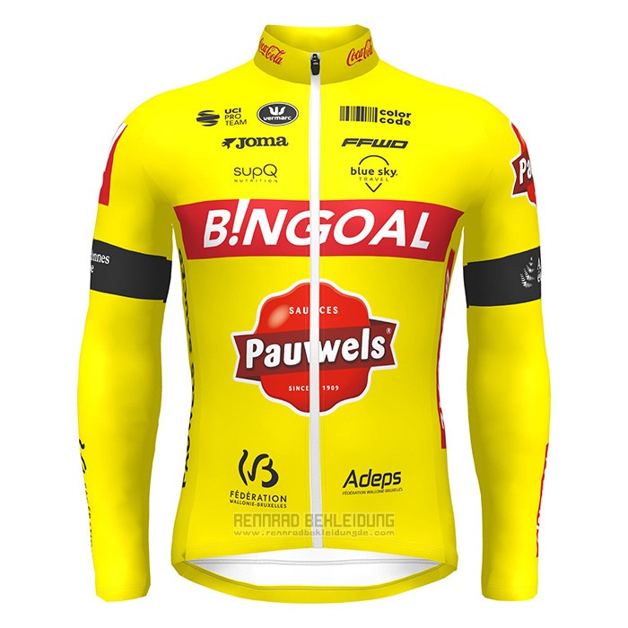 2022 Fahrradbekleidung Bingoal WB Gelb Trikot Langarm und Tragerhose